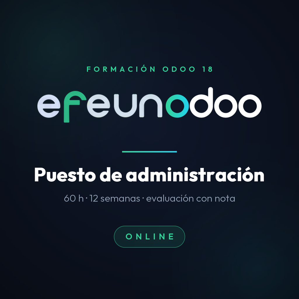 Formacion Odoo · Puesto de administracion · 60 h · Online